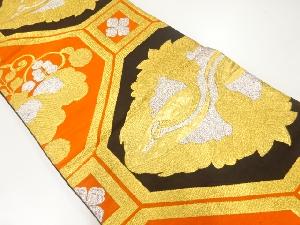 アンティーク　桐に向かい鶴模様織出し袋帯（着用可）